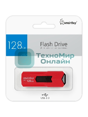 Флешка USB Smartbuy STREAM Red (SB128 GbST-R3), 128Gb, USB 3.0, R/W 75/30, красный/черный