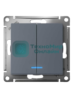 Механизм выключателя 2-кл. СП AtlasDesign 10А IP20 (сх. 5а) 10AX с подсветкой грифель