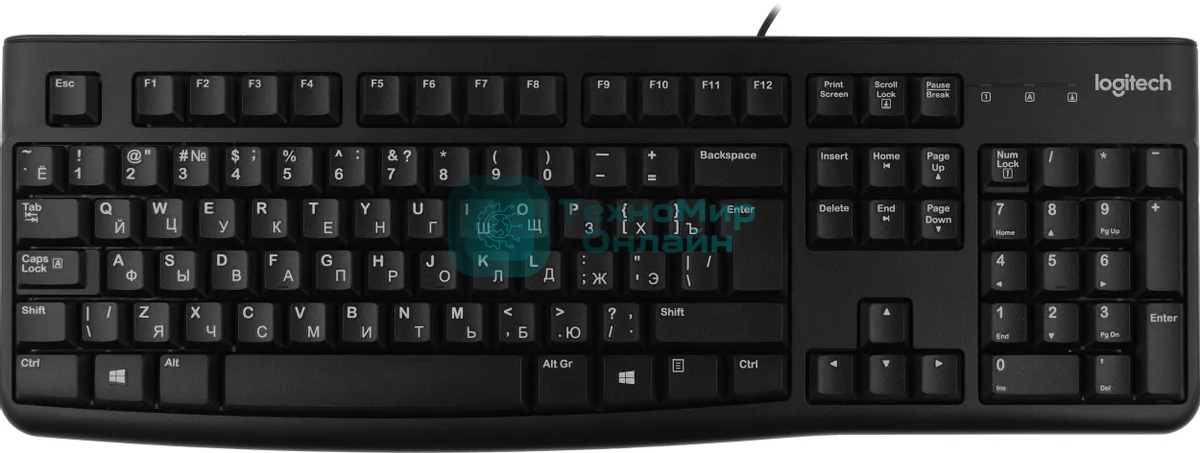 Клавиатура проводная Logitech K120 for business, USB черный (заводская гравировка)
