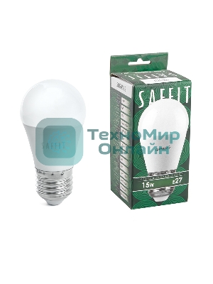 Лампа светодиодная SAFFIT SBG4515 LED 15Вт Е27 дневной матовый шар