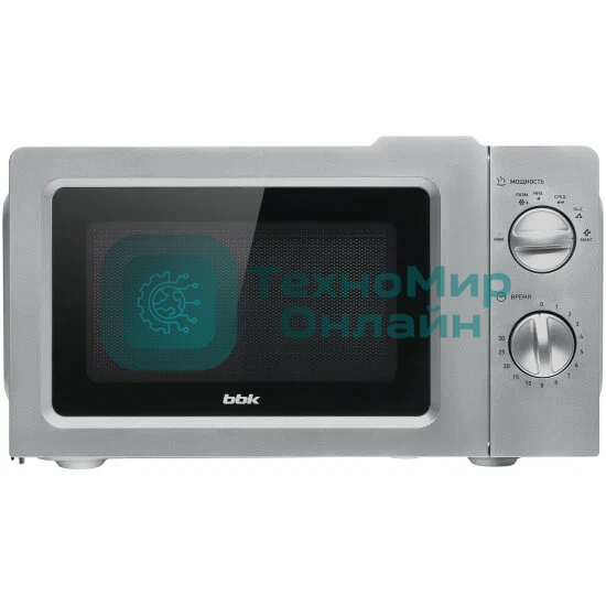 Микроволновая печь BBK 17MWS-784M/B серебристый, 17 л, 700 Вт, переключатели - поворотный механизм
