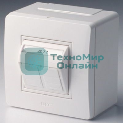 Коробка для миниканалов DKC (ДКС) 10656 с двумя телефонными/компьютерными розетками, белый