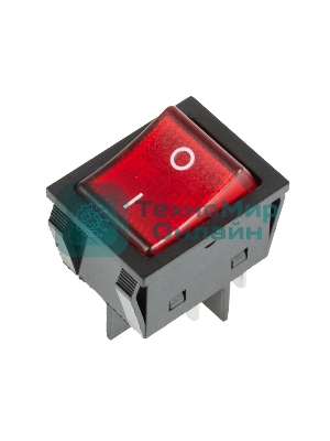 Выключатель клавишный Rexant 250V 25А (4с) ON-OFF красный с подсветкой