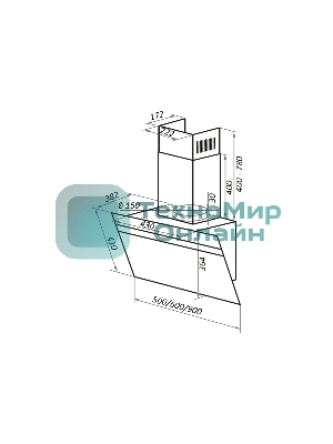 Вытяжка наклонная Maunfeld Medway 60 черная, 60 см, 1000 куб. м/ч, 54 дБ