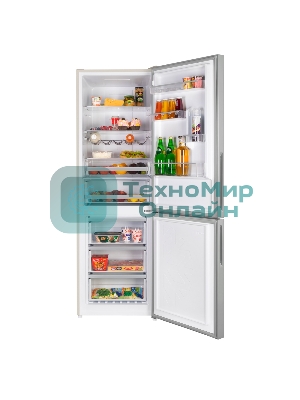 Холодильник Maunfeld MFF185NFBG Matt Inverter бежевый двухкамерный 240/100л морозилка снизу, No Frost