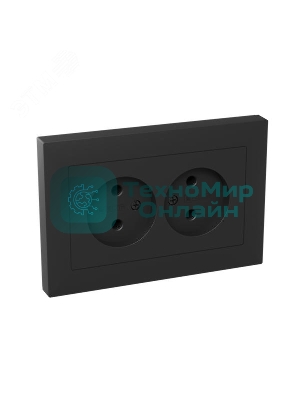 Розетка 2-м СП Эпика 16А без заземл. без защ. шторок с рамкой механизм черный EKF UP1-SOB-200