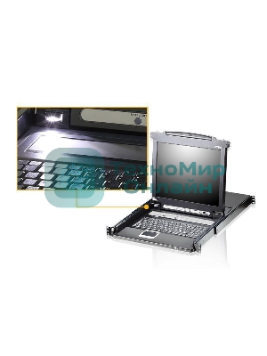 Портовый переключатель 16 с KVM консолью ATEN 16-Port PS/2-USB VGA Single Rail 17.3