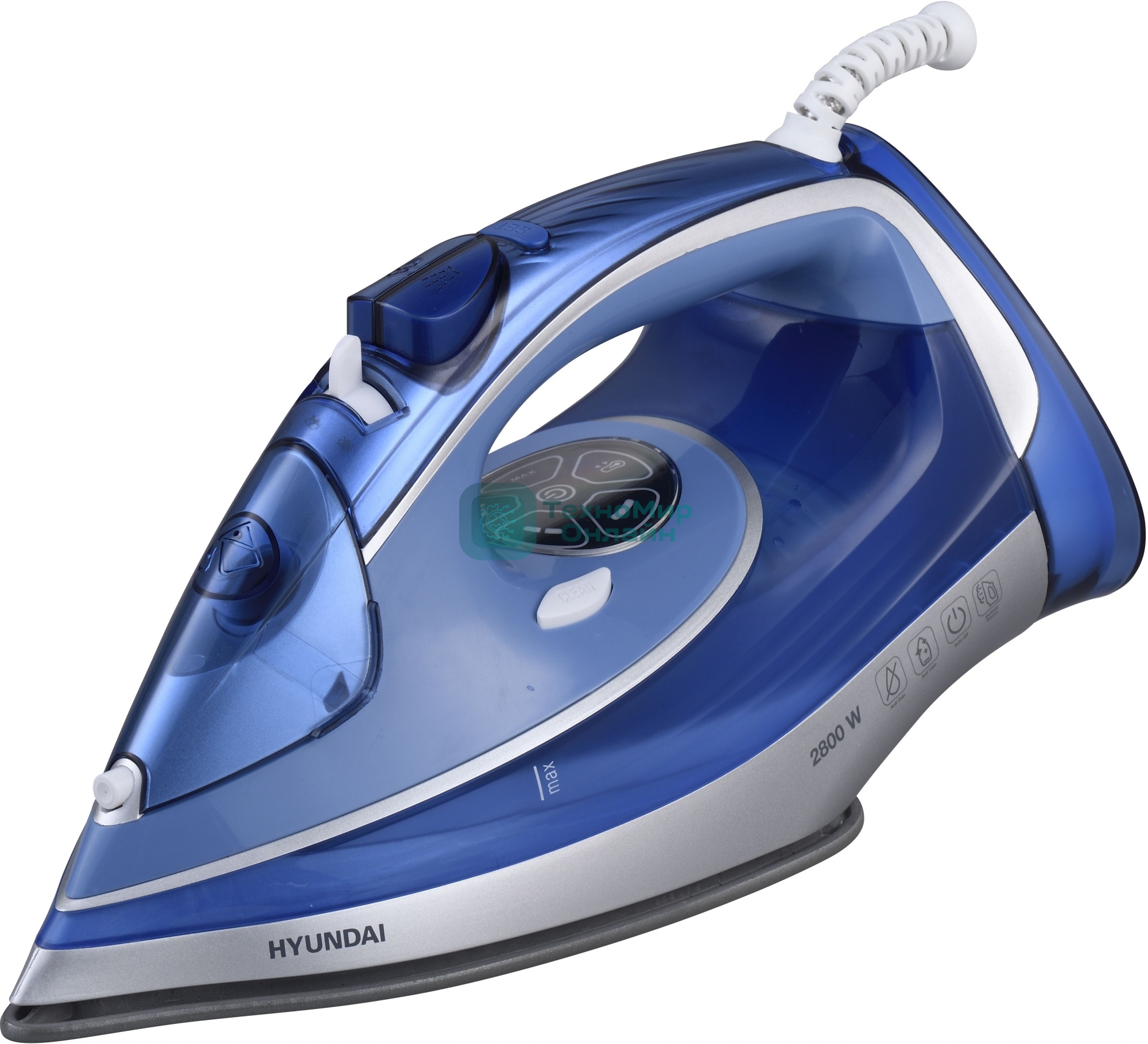 Утюг Hyundai H-SI01670 синий/золотистый, 2800 Вт, 35 г/мин, 220 г/мин, 400 мл