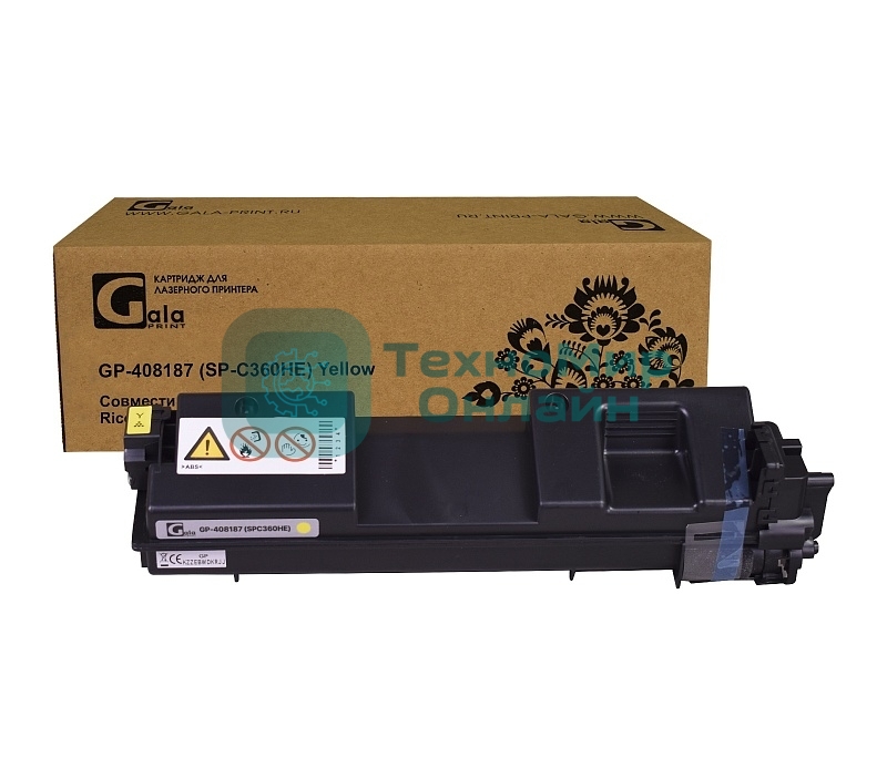 Принт-картридж GalaPrint GP-408187 (SP-C360HE) желтый (6000 стр) для Ricoh Aficio SPC360/SPC361