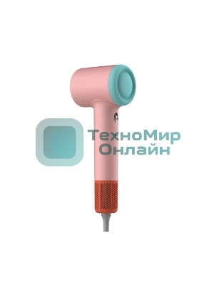 Фен Deerma DEM-CF51W розовый/бирюзовый, 1400 Вт, компактный, ионизация