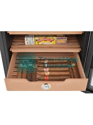 Винный шкаф-хьюмидор ZÜGEL ZTH80DX черный, 70 л, 2 отсека, 8 бут.