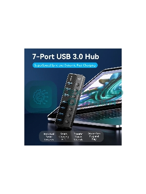 USB-концентратор Vention OTG USB 3.0 на 7 портов черный