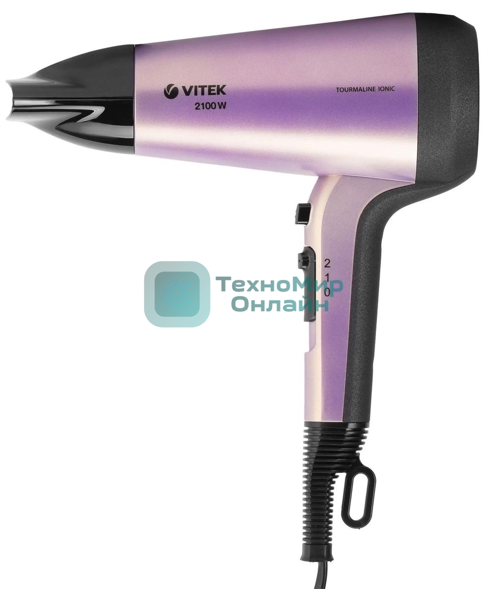 Фен Vitek VT-8224 фиолетовый/черный, 2100 Вт, ионизация