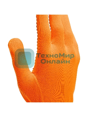 Перчатки Сибртех трикотажные, синтетическая нить, ПВХ-гель точка, оранжевый, L, 13 класс