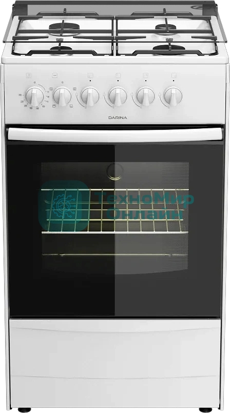Плита комбинированная Darina 1B KM 441 301 W белый/черный, конфорок 4 шт, духовка 50 л, 50 см x 85 см x 53 см