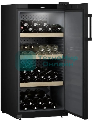 Винный шкаф Liebherr WSbl 4201 черный, 297 л, 1 отсек, 141 бут., класс E