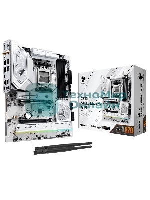 Материнская плата ASRock X870 STEEL LEGEND WIFI, AM5, AMD X870, 4xDDR5, 4xSATA, 3xM.2, 1xPCIe 5.0 x16, 1xPCIe 5.0 x4, 1xHDMI, 1x2.5Gb LAN, Wi-Fi 7, Bluetooth 5.4, 2xUSB-C 40Gbps, 2xUSB-A 10Gbps, 3xUSB-A 5Gbps, 4xUSB-A 2.0, 1xTOSLINK, 2x3.5 мм, 7.1, ATX