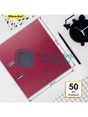 Папка-регистратор Silwerhof 2013375 A4 50мм, ПВХ/бумага бордовый, металлическая окантовка, сборная (упаковка: 2шт)