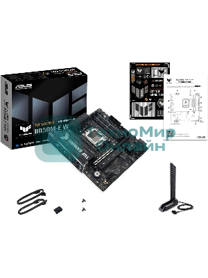 Материнская плата ASUS TUF GAMING B850M-E WIFI, AM5, AMD B850, 4xDDR5, 4xSATA, 3xM.2, 1xPCIe 5.0 x16, 1xPCIe 3.0 x1, 1xHDMI, 2xDP, 1x2.5Gb LAN, Wi-Fi 6E, Bluetooth 5.3, 1xUSB-C 10Gbps, 1xUSB-A 10Gbps, 2xUSB-A 5Gbps, 4xUSB-A 2.0, 3x3.5 мм, 7.1, mATX