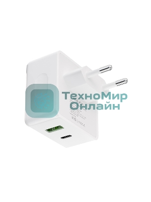 Сетевое зарядное устройство Maxvi CHL-603PD Type-C\USB 30W 6A (3A+3A) PD QC3.0, белый