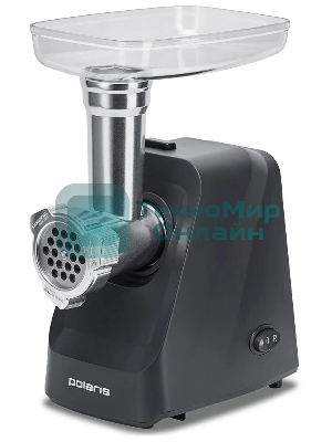 Мясорубка электрическая Polaris PMG 1855 RUS черный, 1800 Вт, 2.0 кг/мин, реверс, защита от перегрузки, насадки - 7