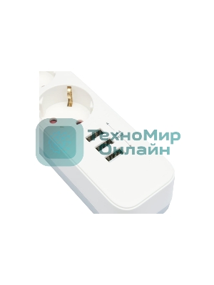 Сетевой фильтр Гарнизон 2.0 Мультипорт EPS-4-U3-W-4, 4 р, 10А, 3xUSB, 4 м, ур.защиты 2+, белый, пакет