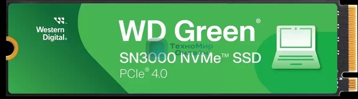 Накопитель SSD Western Digital WD Green SN3000, 1Tb M.2 2280, PCI-E 3x4, R/W - 5000/4200 MB/s