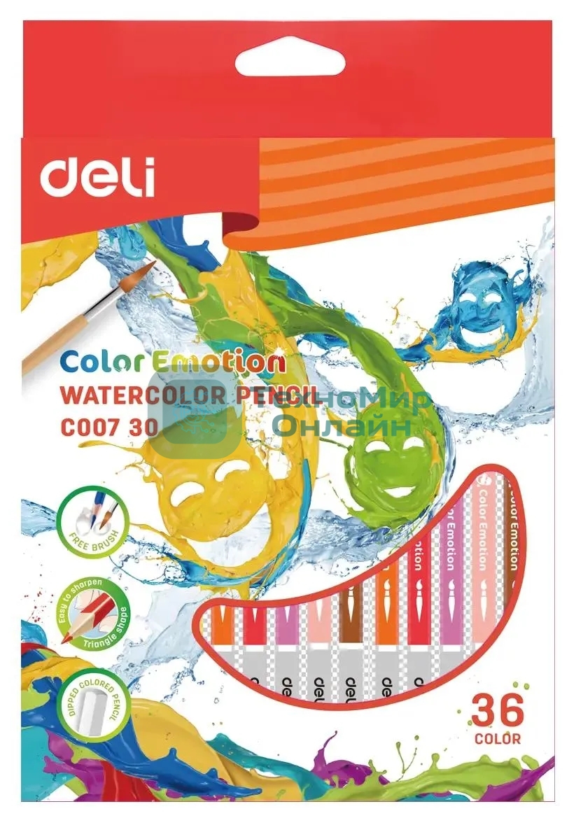 Карандаши цветные Deli Color Emotion EC00730 EC00730, липа, 36 цветов, коробка европодвес