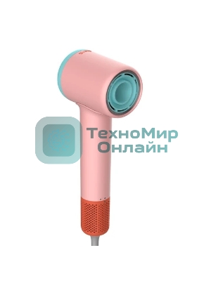 Фен Deerma DEM-CF51W розовый/бирюзовый, 1400 Вт, компактный, ионизация