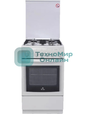 Плита газовая De Luxe 506040.01ГЭ КР белый, конфорок 4 шт, духовка 60 л, 50 см x 85 см x 60 см
