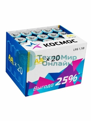 Элемент питания Космос LR6 (AA) 1.5V Alkaline 20BOX