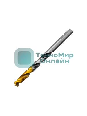 Сверло спиральное по металлу Denzel 7,5 x 109мм, Р6М5, Golden Tip, многогранная заточка