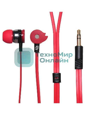 Проводные наушники Oklick HP-S-210 красный, внутриканальные, Jack 3.5 мм