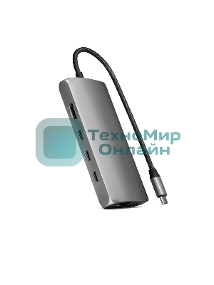 USB-концентратор Satechi USB-C Multiport Adapter 8K With Ethernet V3 (5xUSB Type-C, HDMI, RJ-45, SD), Серый космос Док-станция ST-P8KEM