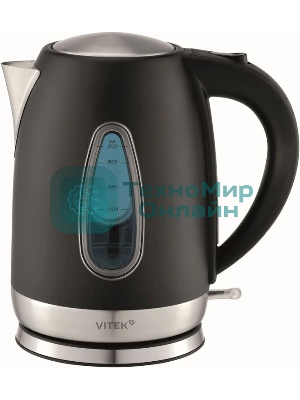 Чайник электрический Vitek VT-WK1065 1.7л. 2000Вт черный/серебристый корпус: металл