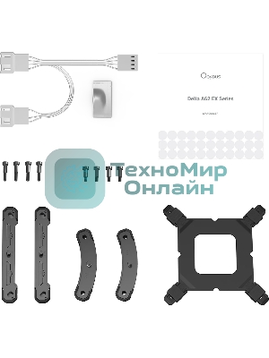 Кулер для процессора CPU Cooler Ocypus Delta A62 EX WH Digital (250W, 4-pin PWM, LED temp., 160mm, Al/Cu, 6x6mm, 2x120mm, 70CFM, 31dBA, 1800RPM, S: 1851/1700/1200/115X, AM5/AM4, white)