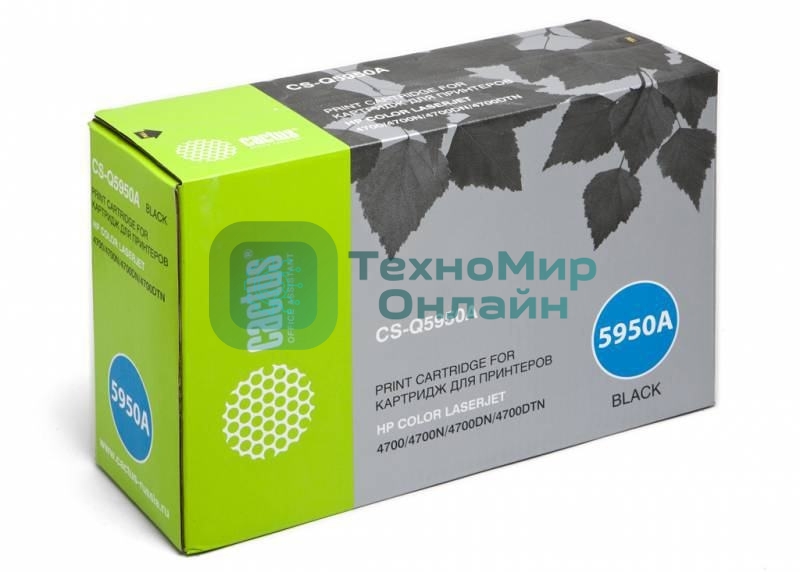 Картридж лазерный Cactus CS-Q5950A черный (11000 стр) для HP Color LaserJet 4700