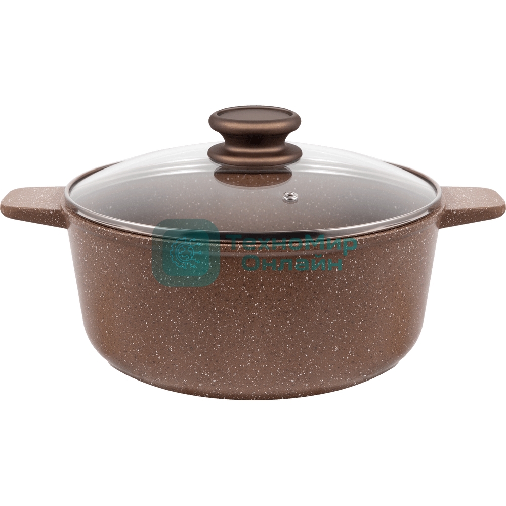 Кастрюля Maunfeld CARMEL MF24CRM01CR, 24 см, 4 л из литого алюминия со стеклянной крышкой