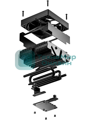 Кулер для процессора ID-COOLING IS-53-XT BLACK LGA1851/1700/1200/115X/AM5/AM4 низкопрофильный высота 53мм (24шт/кор, TDP 120W, PWM, 4 тепл.трубок/медная база, FAN 92мм, черный) BOX