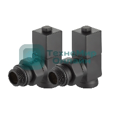 Набор дизайн-вентилей CUBE, угловой черный 1/2