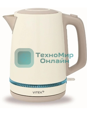 Чайник электрический Vitek VT-WK1066 1.7л. 2200Вт бежевый/коричневый корпус: металл/пластик