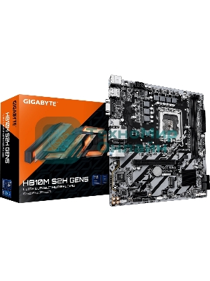 Материнская плата Gigabyte H810M S2H GEN5, LGA 1851, Intel H810, 2xDDR5, 4xSATA, 1xM.2, 1xPCIe 5.0 x16, 1xPCIe x1, 1xVGA, 1xHDMI, 1xDP, 1x1Gb LAN, 4xUSB-A 5Gbps, 2xUSB-A 2.0, 1xPS/2, 3x3.5 мм, 7.1, mATX