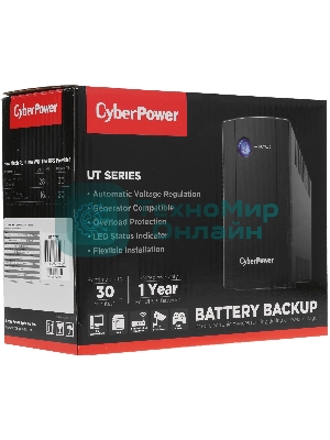 Источник бесперебойного питания CyberPower UTI675E/675 ВА/360 Вт/2 х CEE 7 (евророзетка)