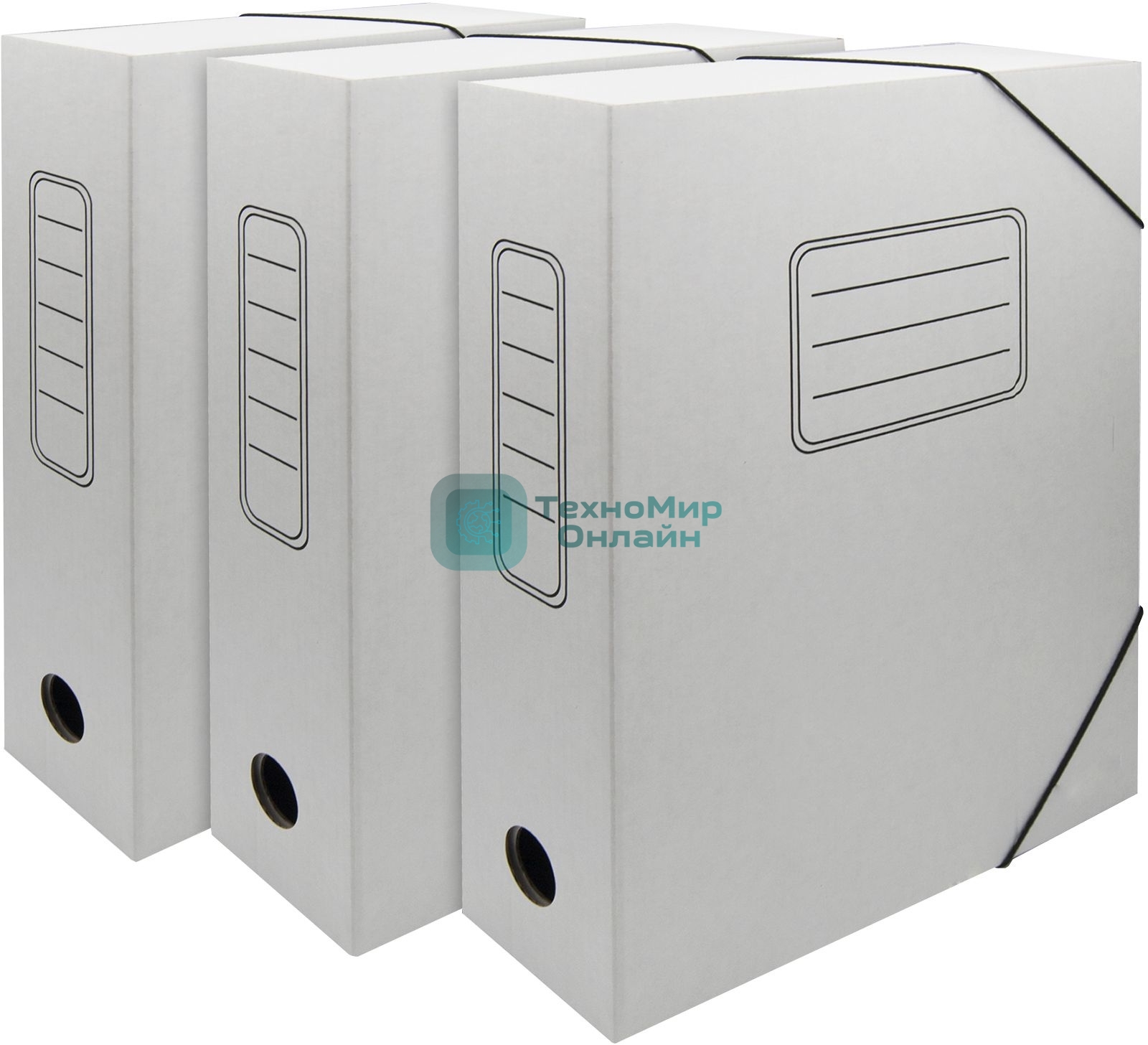 Папка архивная на резинке Silwerhof 1914776 микрогофрокартон корешок 75мм, белый (упаковка: 3шт)