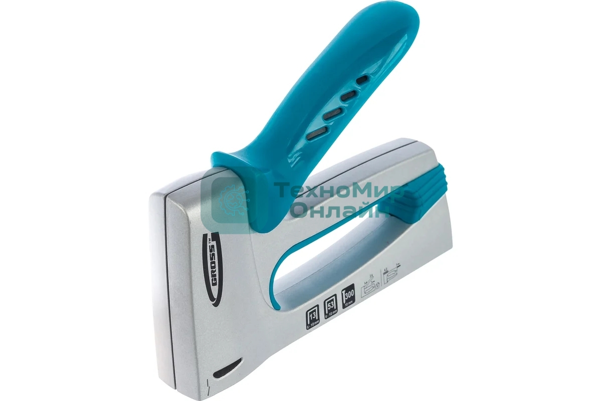 Степлер мебельный GROSS, алюминиевый корпус, тип скобы 13, 53, 300, 6-10 мм 41001