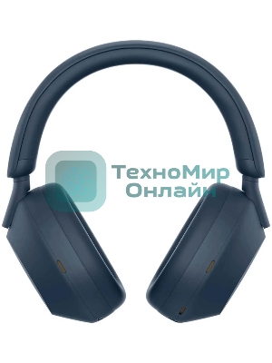Беспроводные/проводные наушники Sony WH-1000XM5 синий, полноразмерные, Bluetooth + проводной, активное шумоподавление, до 30 ч