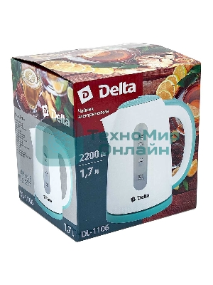 Чайник электрический DELTA DL-1106 белый с мятным