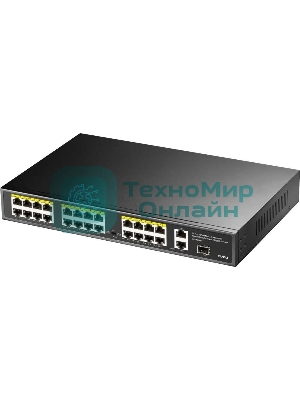 Коммутатор Cudy FS1026PS1, (L2) 24x100 Мбит/с 2x1 Гбит/с, 1SFP, 24PoE, 24PoE+ 300W, неуправляемый