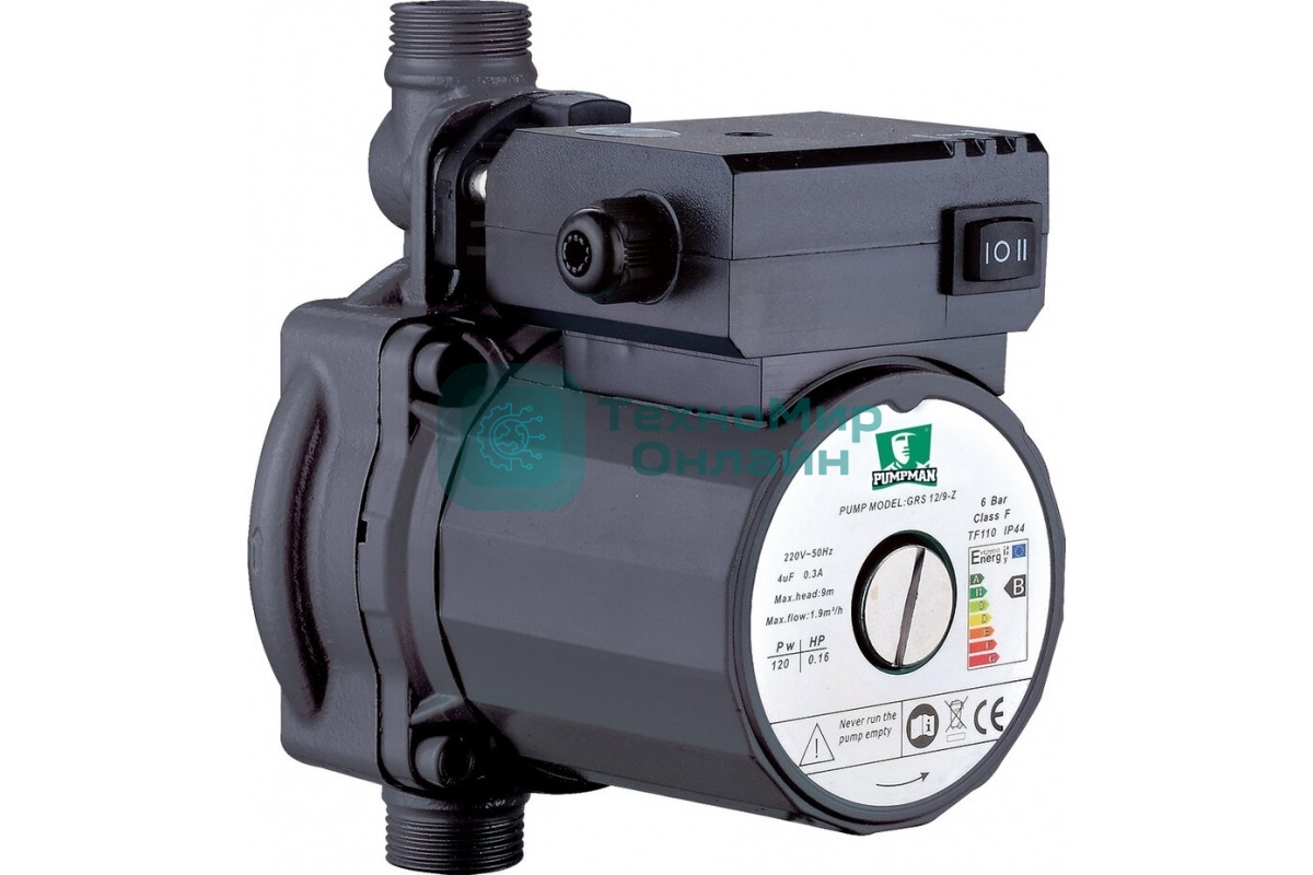 Насос повышения давления Pumpman GRS12/9-Z, 120Вт, напор 9м, производительность 33л/мин, бесшумный