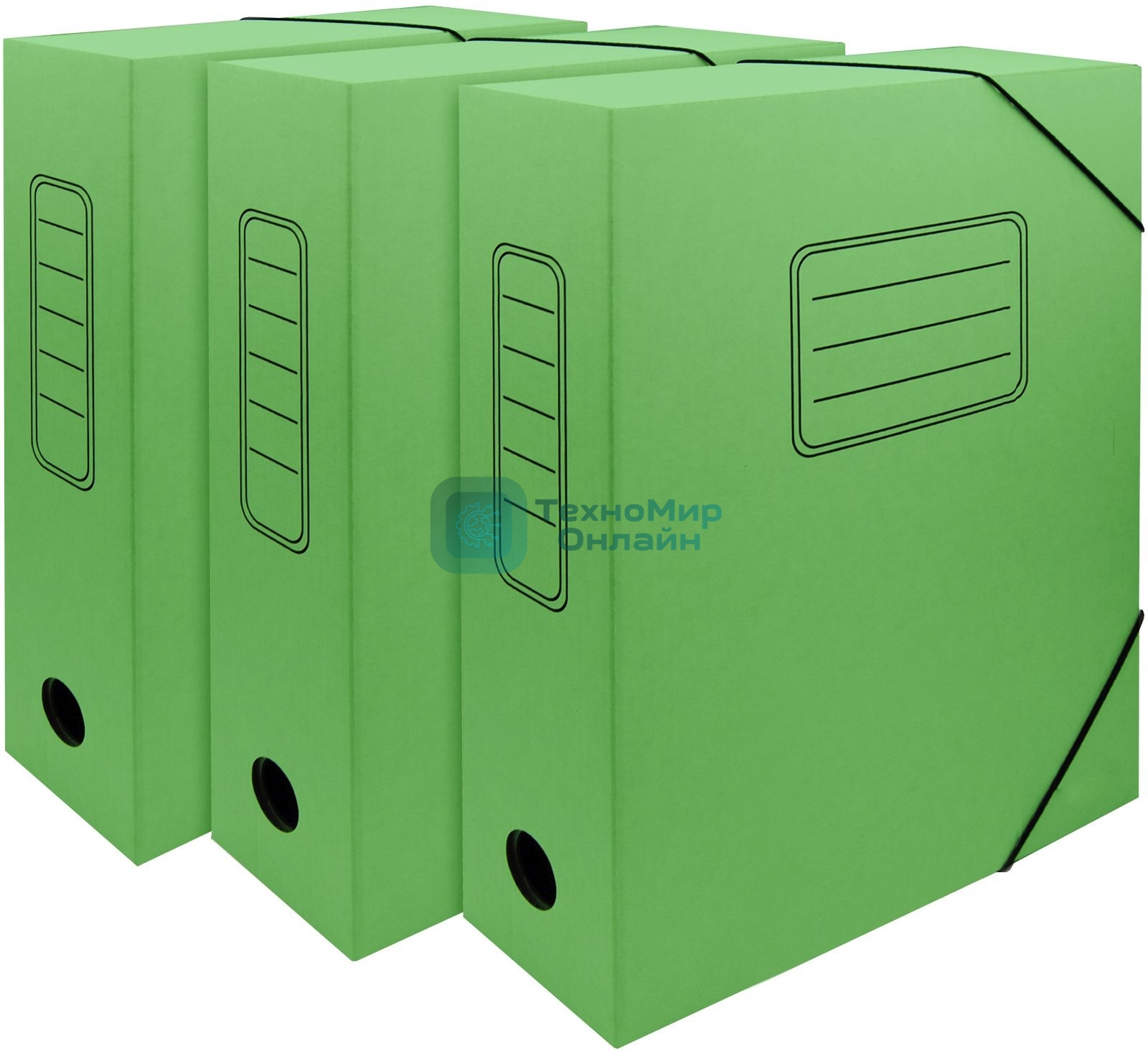 Папка архивная на резинке Silwerhof 1914777 микрогофрокартон корешок 75мм, зеленый (упаковка: 3шт)